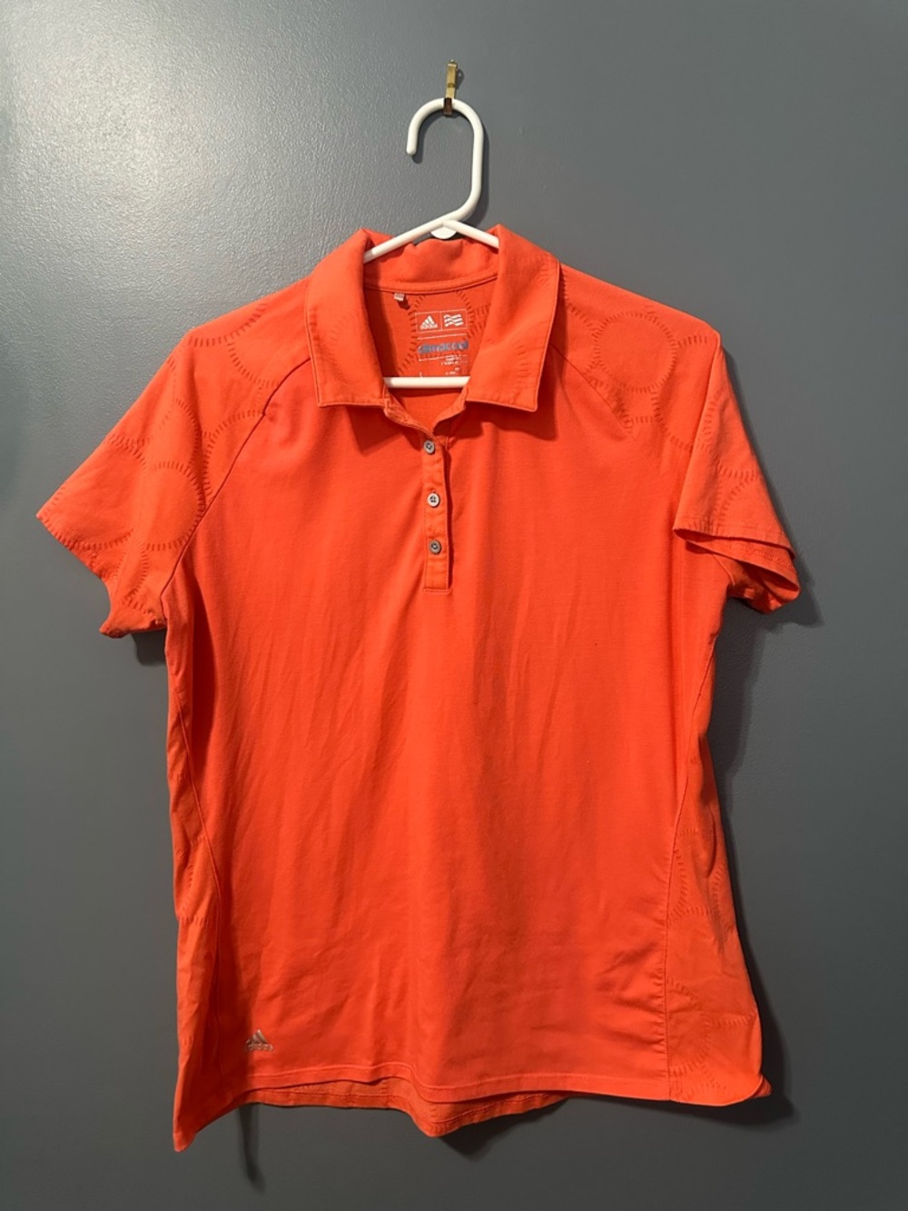 Adidas Climacool Golf Polo Women’s L Bright Coral Athletic Top